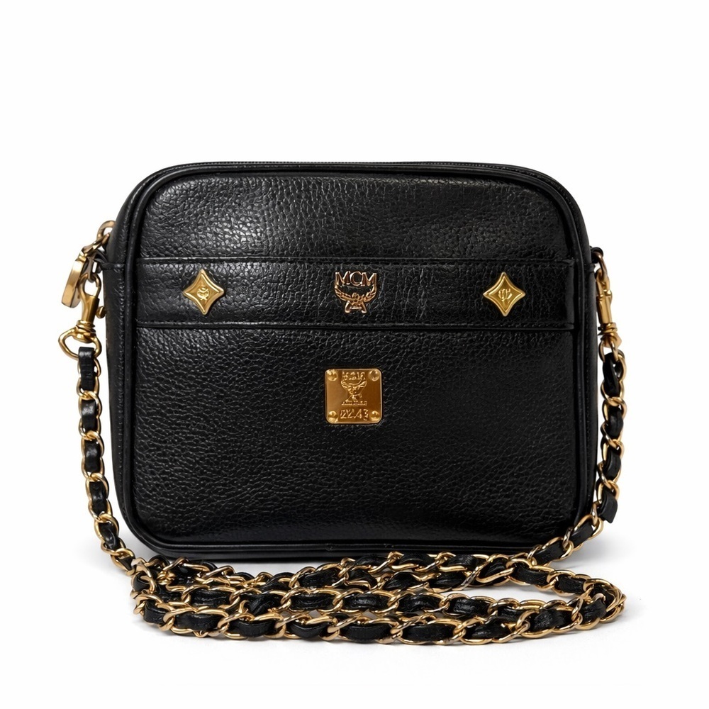 MCM Black Crossbody Bag with Gold Chain